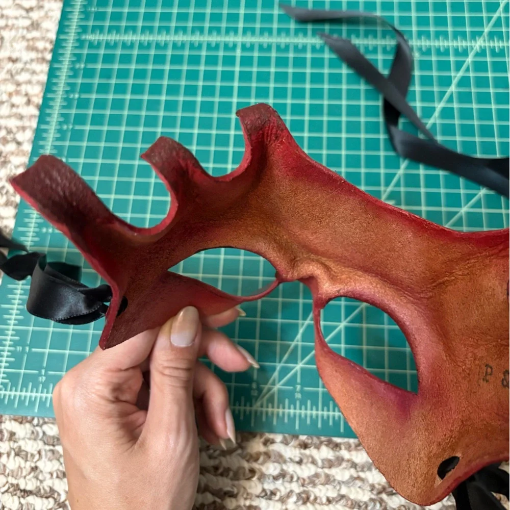 Red Leather Masquerade Mask
